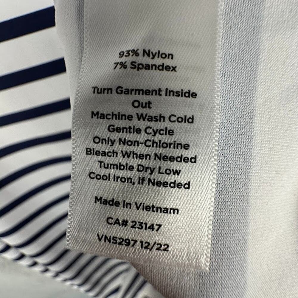 Talbots Top Womens 3X Navy White Striped Stretch Preppy Coastal Resort Nautical - Picture 9 of 12